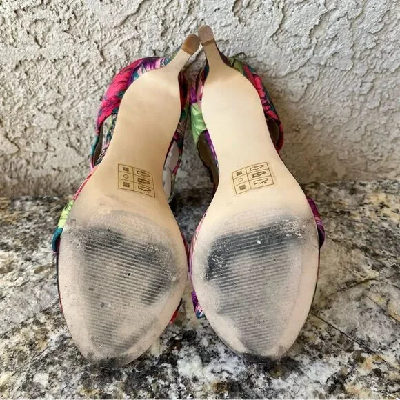 JustFab Floral Print Stiletto Heels – Strappy High Heels, Size 7.5 - Picture 4 of 6